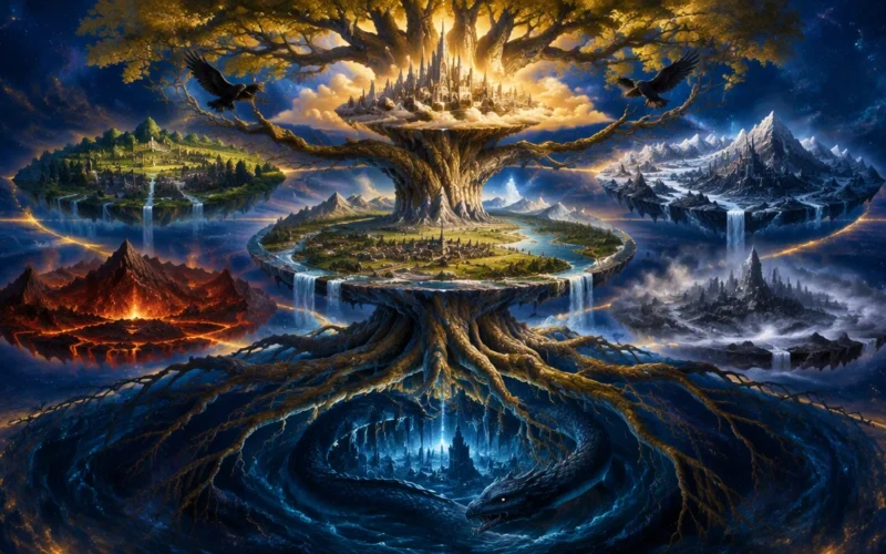 Mapping the Nine Worlds around Yggdrasil: Roots, Branches, and the Structure of Norse Mythology